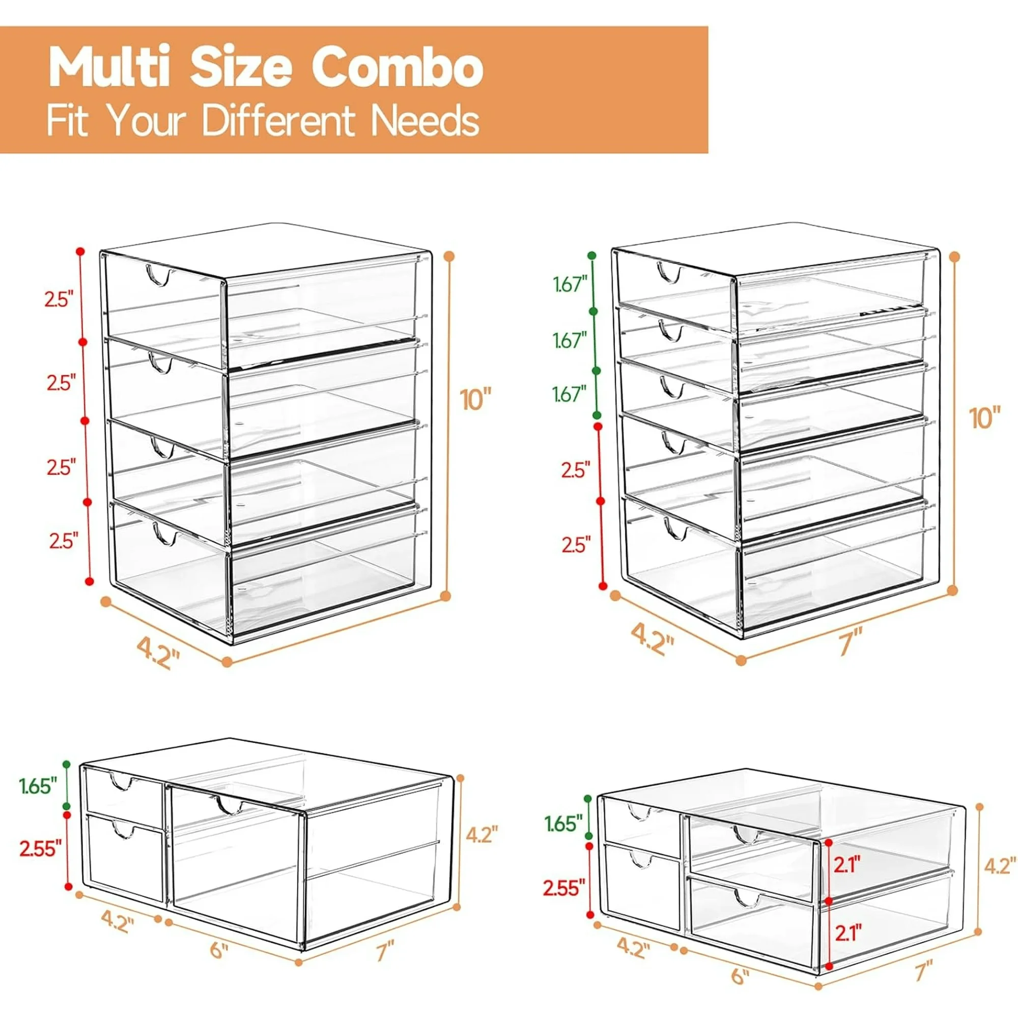 16-Drawer Acrylic Makeup Organ - đánh giá và giá Office Drawer Organizer
