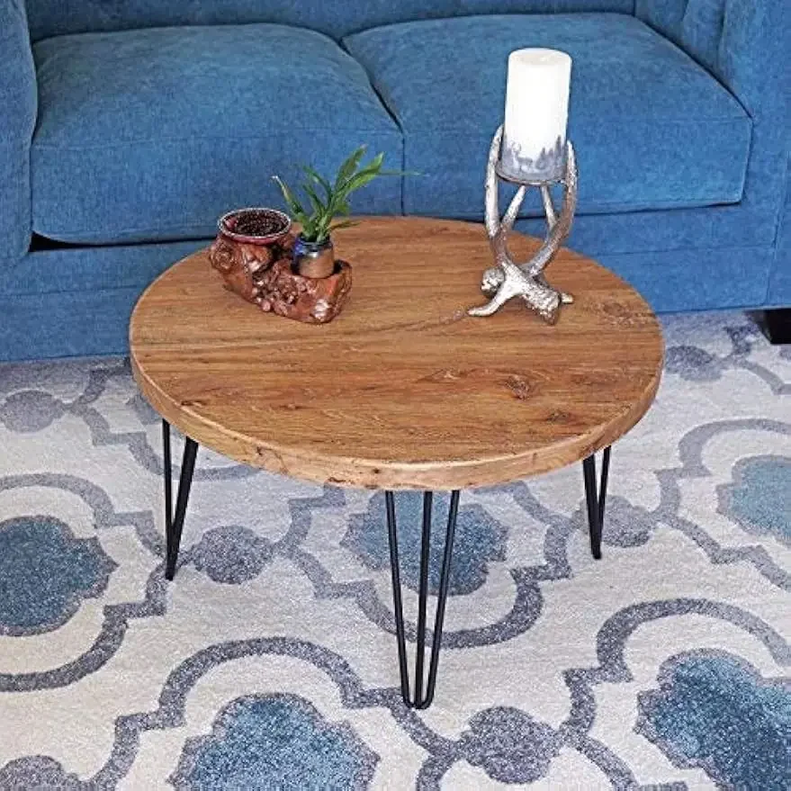 Rustic Round Old Elm Wooden Coffee Table