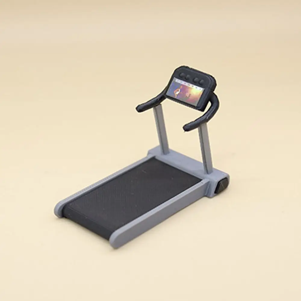 Creative 1/12 Dollhouse Fitness Equipment Plastic Photo Props Mini Bench Press Barbell Model Grey Gym Equipment House Treadmill