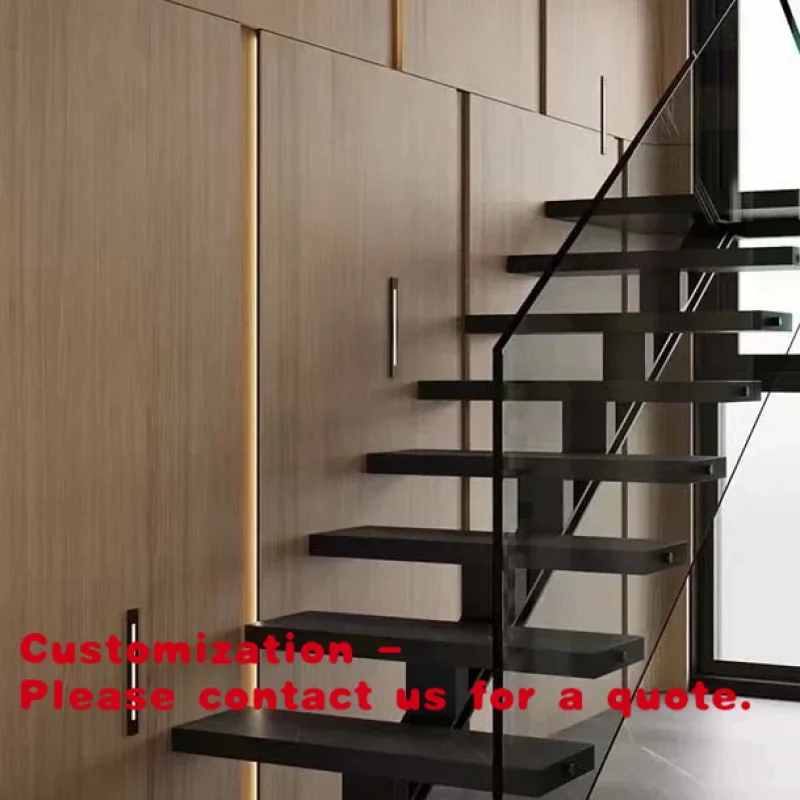 custom.Floating Stairs Custom Interior Staircase Steel Stair Decorative Design Stairs with Led Wood Tread Floating Stair Shhet