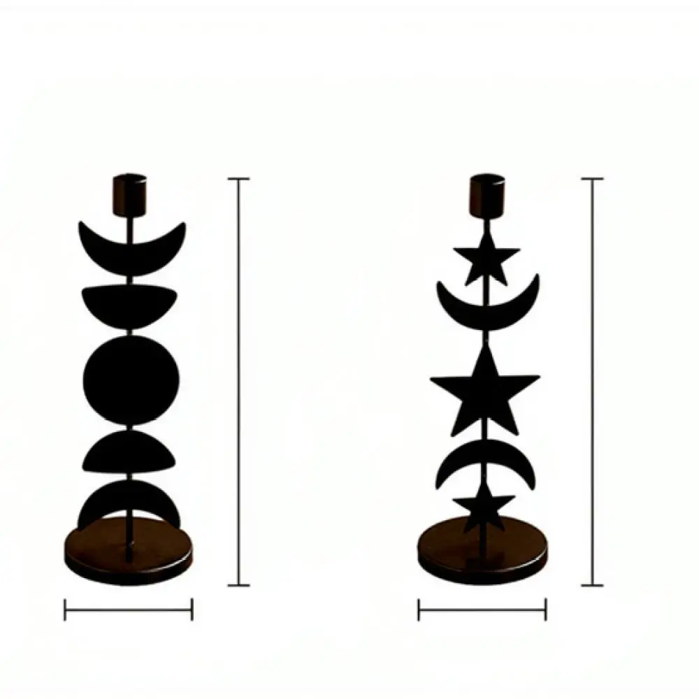 Metal Candle Stand Nordic Decorative Ornament Sun Moon Star Shape Tabletop Art Piece For Living Room Dining Table Decor