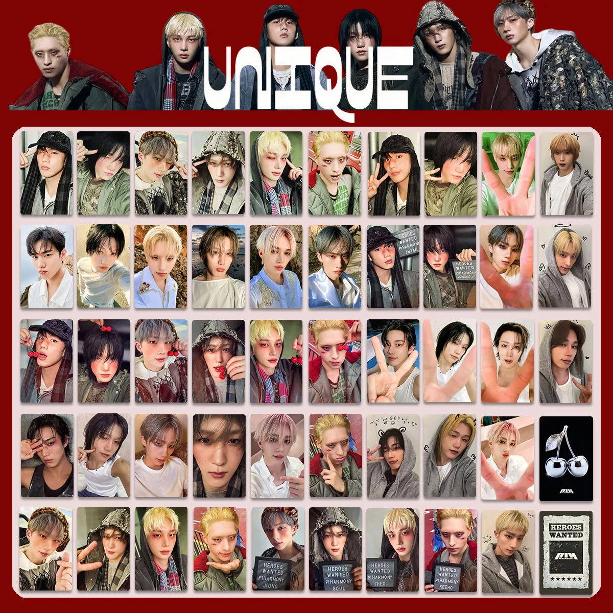 

NEW KPOP P1Harmony 9th Mini Album UNIQUE P1H L.O.Y.L Keeho Soul Theo Pandemonium photocard special card,random card, Fnc card