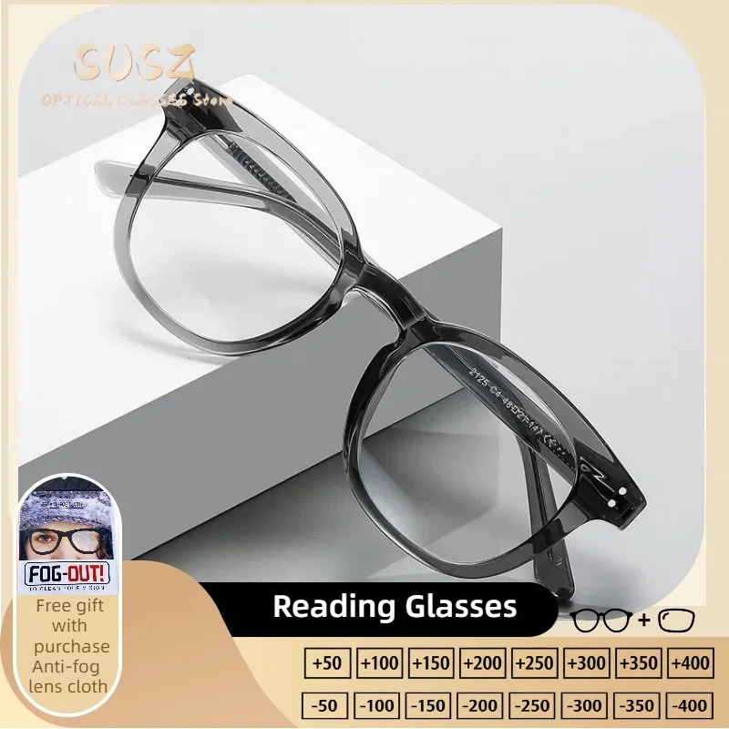 

SUSZ Fashion Square Frames Progressive Multifocal Anti-Blue Light Reading Glasses Fashion Myopia Prescription Eyeware