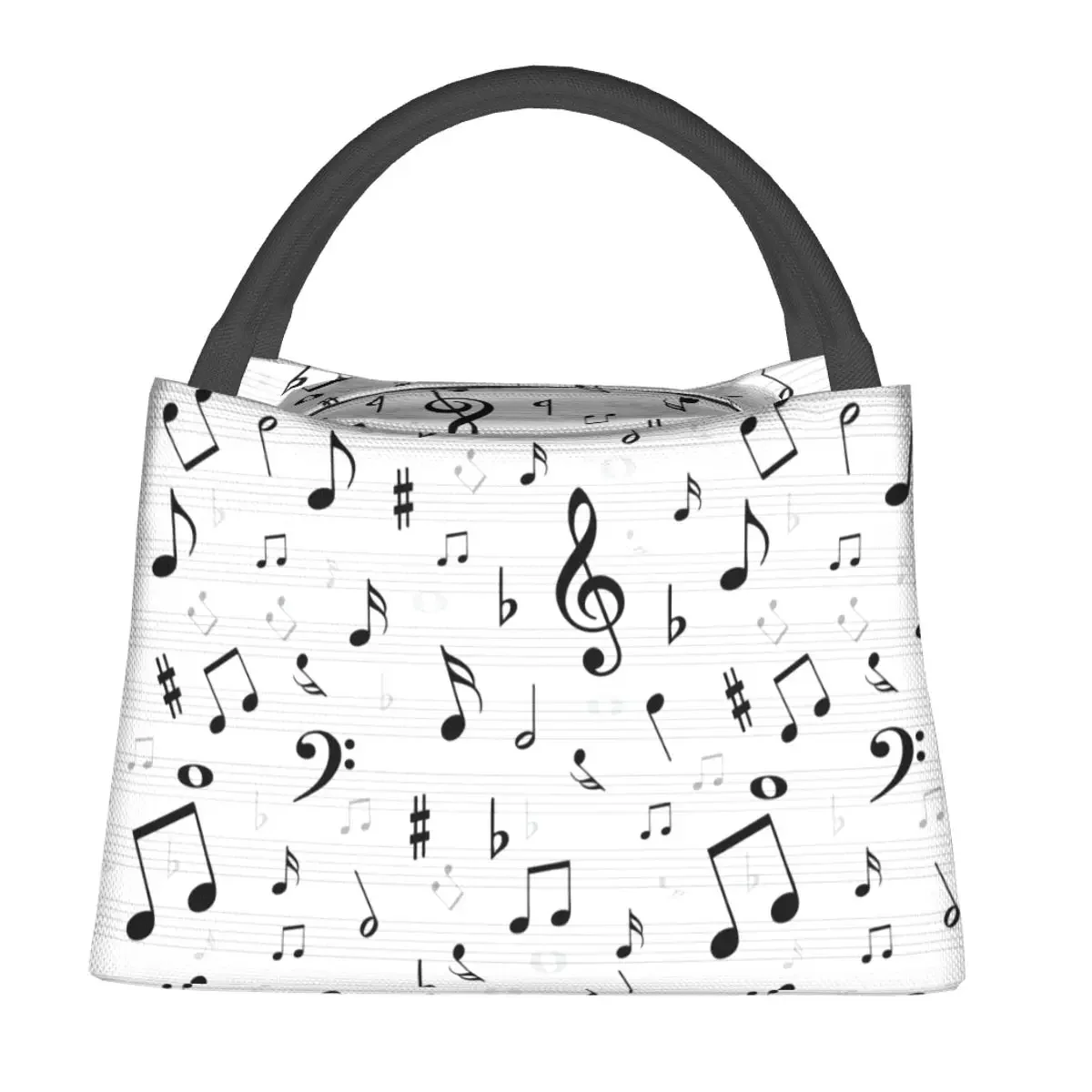 Musical Music Notes Lunch Bags Accessories Waterproof Insulated Oxford Cooler Thermal Food Picnic Lunch Box Female