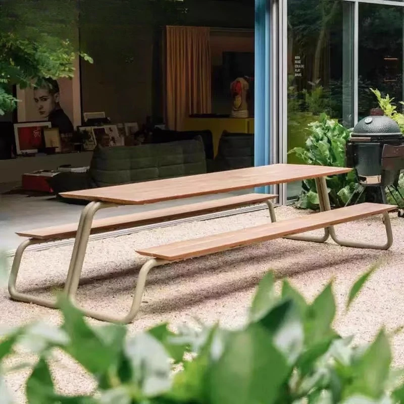 Tengchao outdoor park chair community outdoor public places tables and chairs resort antiseptic wood garden aluminum alloy bench