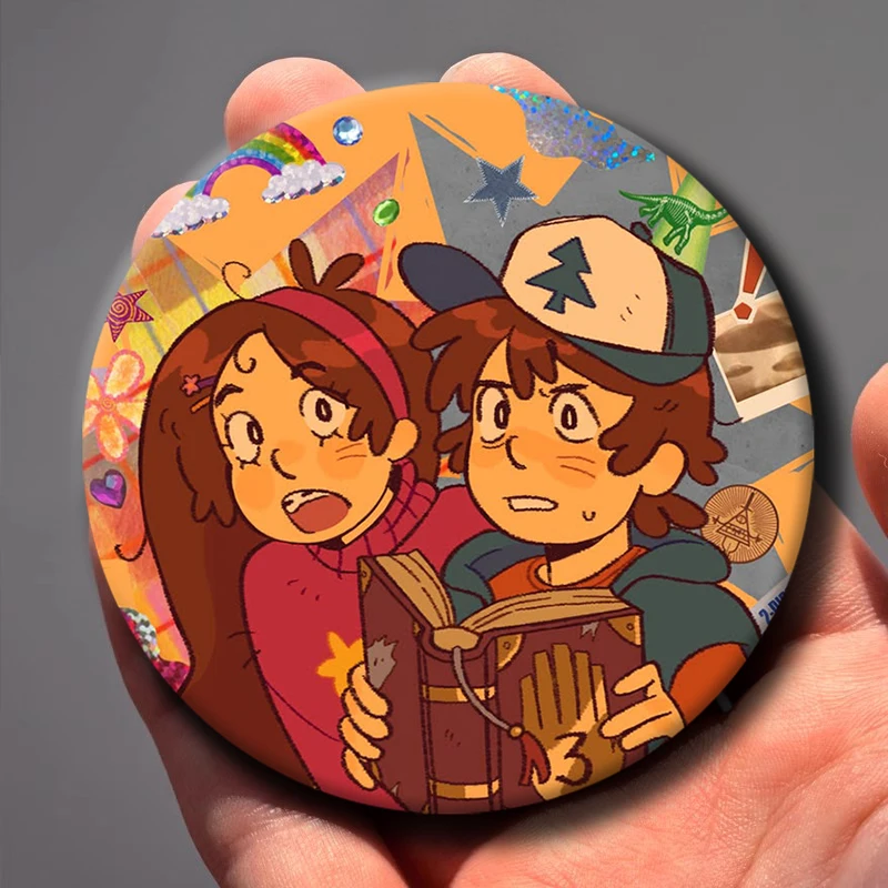 Creative Anime G-Gravity F-Falls Brooch Funny Mabel Pines Dipper Pines Badge Fashion Lapel Pin Backpack Hat Clothes Accessories