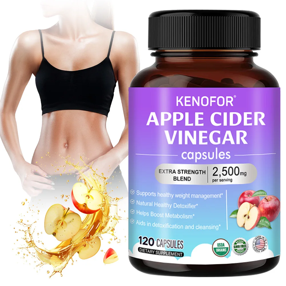 Apple Cider Vinegar Capsules, Promote Digestion, Detoxification, Relieve Bloating and Constipation, and Support Gut Health