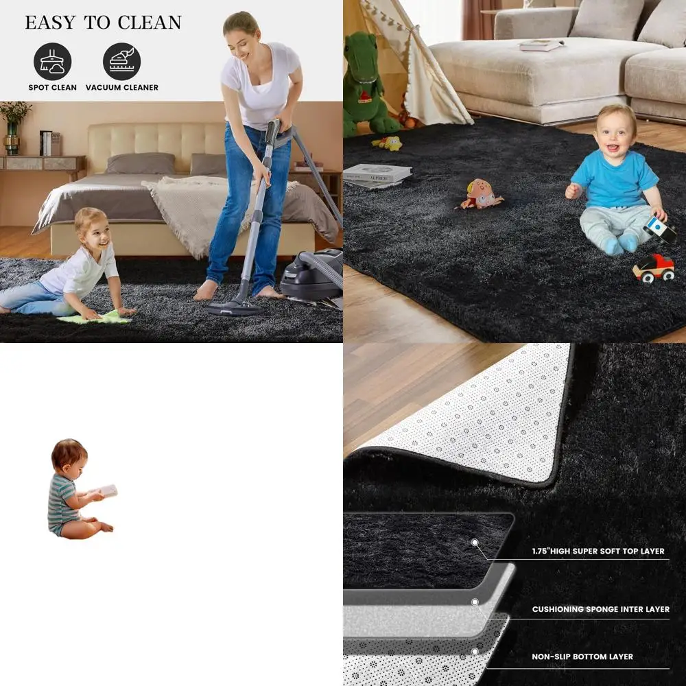 

Элегантные плюшевые ковры 6x9 для современных гостиных, мягкие пушистые ковры для спален, детских комнат и яслей, нескользящие, B