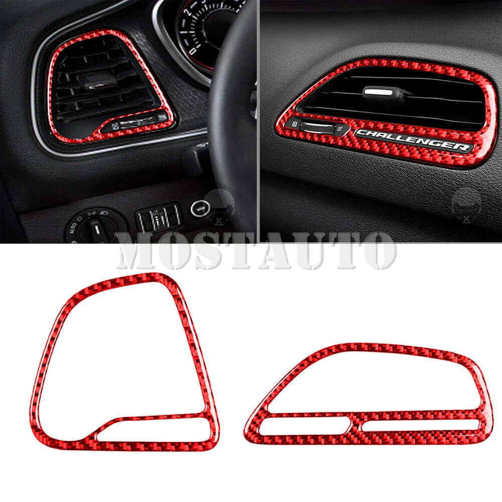 

Soft Carbon Fiber Interior Dashboard Side Air Vent Outlet Cover Trim For Dodge Challenger 2015-2021 2pcs （2 Color）