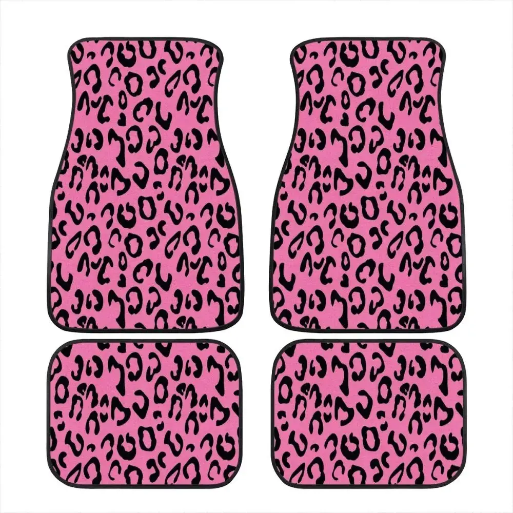 Leopard Car & Auto Floor Mats Women Men 4-Piece Full Set All Weather Universal Front & Rear Automotive Floor Mat Fit for SUV Sed