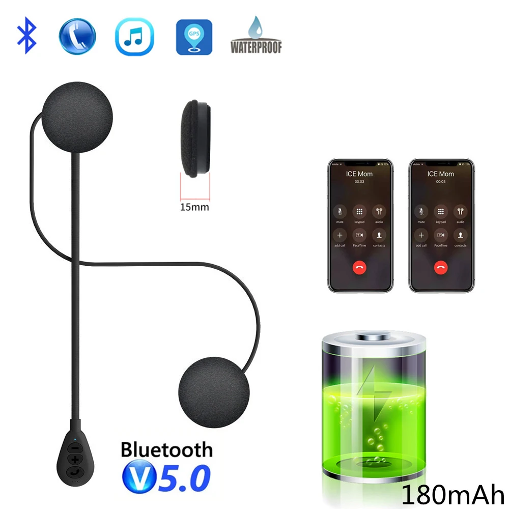 

T6 Wireless Bluetooth 5.0 Motorcycle Helmet Headset Motorcycle Helmet Headphone MP3 Speaker Universal Stereo Speaker Headphone