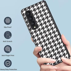 For Samsung Galaxy Z Fold 3 Case Luxury Fashion Houndstooth Phone Case For Samsung Z Fold 4 5G Cover Ultra Thin Hard Case Funda