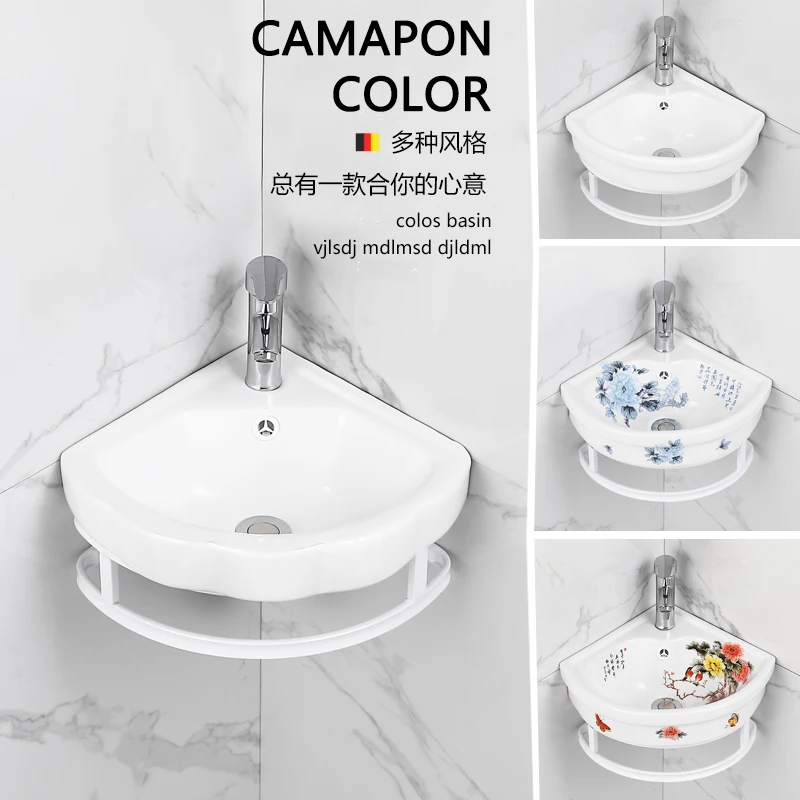 

Small apartment wash basin triangular washbasin mini bathroom corner washbasin ceramic wash basin balcony corner basin