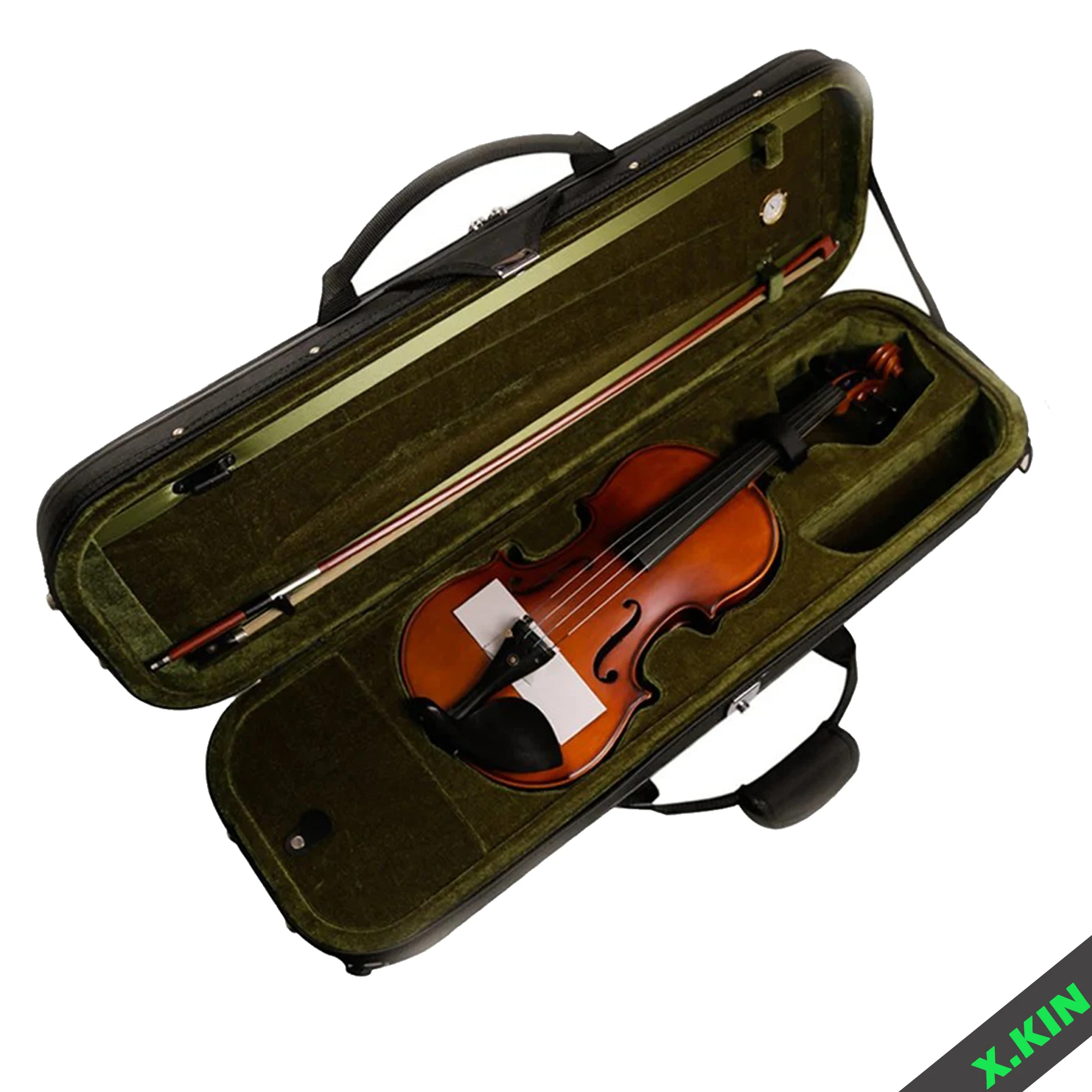 High-Quality Violin Case 4/4 with Hygrometer, Black Case