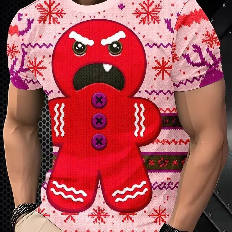 New Gingerbread Man Ugly Christmas-style Pattern Printed Round-neck Printed Long-sleeved Top for Both Men and Women