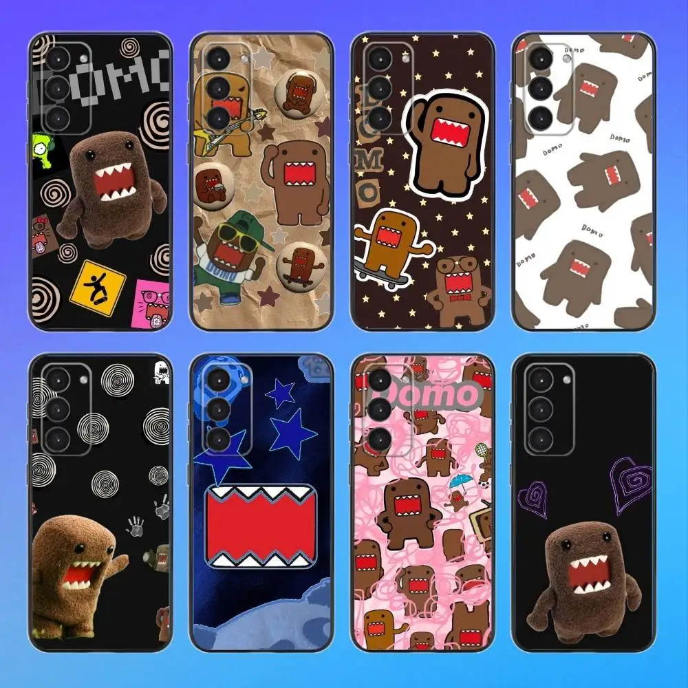 Urocze etui na telefon z miękkiego materiału z motywem Domo-kun, czarne, do Samsung Galaxy A73, A72, A71, A53, A52