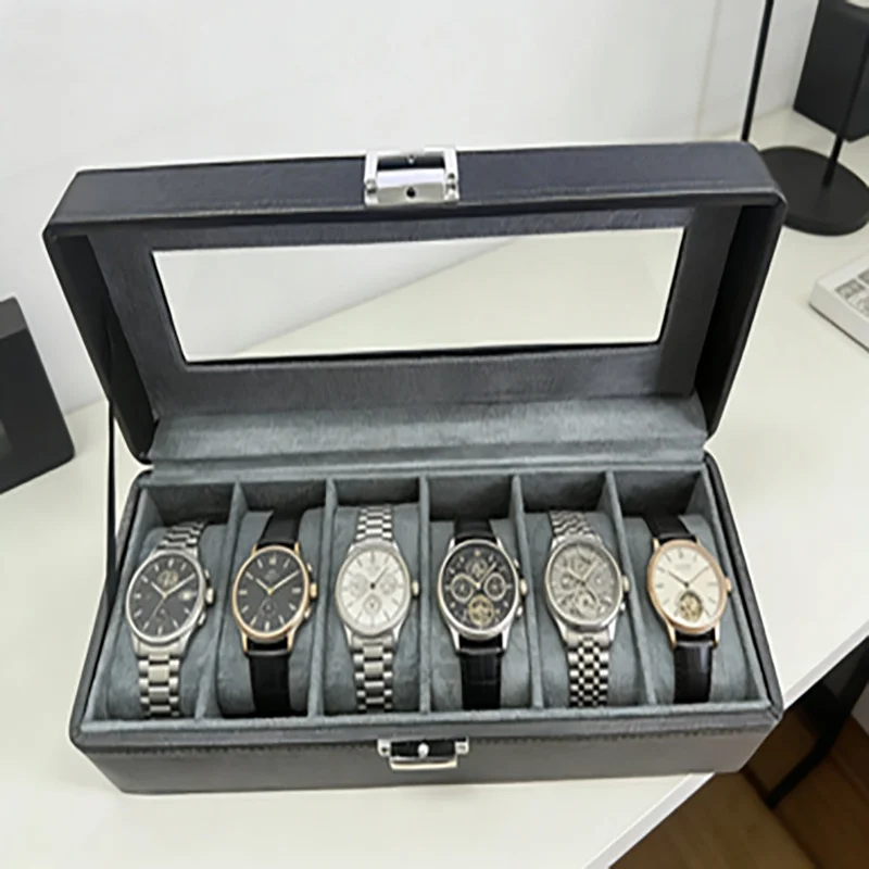 

1 pc 6-slot dustproof watch box with transparent window, watch display and storage case, universal for men and women