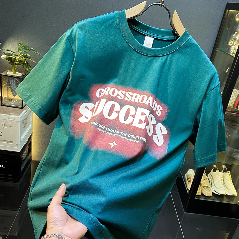 الراقية عادية تي شيرتات قصيرة الاكمام للرجال صيف 2025 موضة جديدة ريترو ملابس للرجال الشارع الاتجاه الأعلى