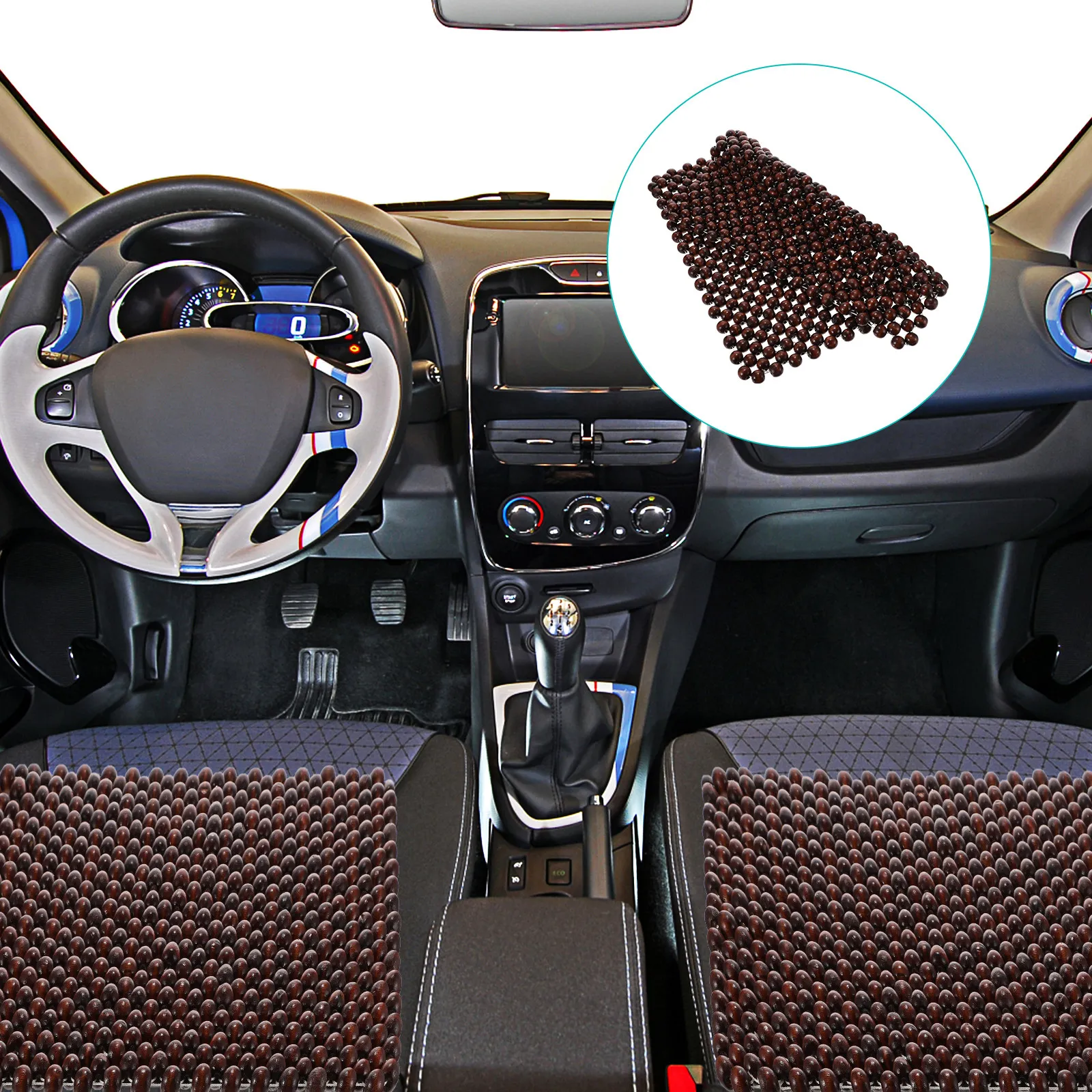

1Pcs Car Seat Cushion Breathable Wood Beads Strong Wear-Resistant Natural Color Summer Cool Seat Pad Comfortable Wood Beaded