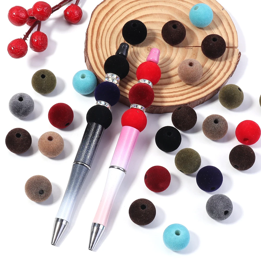 500 جرام/وحدة 16 مللي متر سطح مخملي أكريليك الكرة الخرز رقيق الجولة فضفاض الخرز لصنع المجوهرات عقد دي اي واي سوار إكسسوارات #1