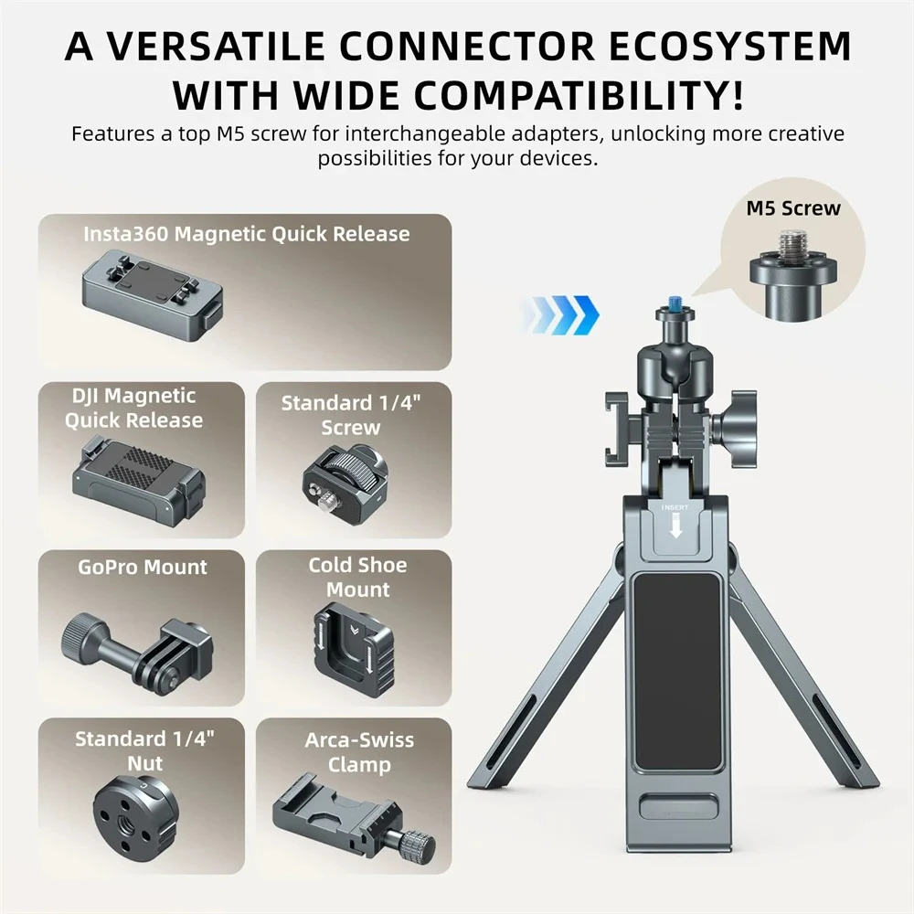 Magnetic 360° Aluminum Tripod with Foldable Hook for Phone Camera Live Stream Photography