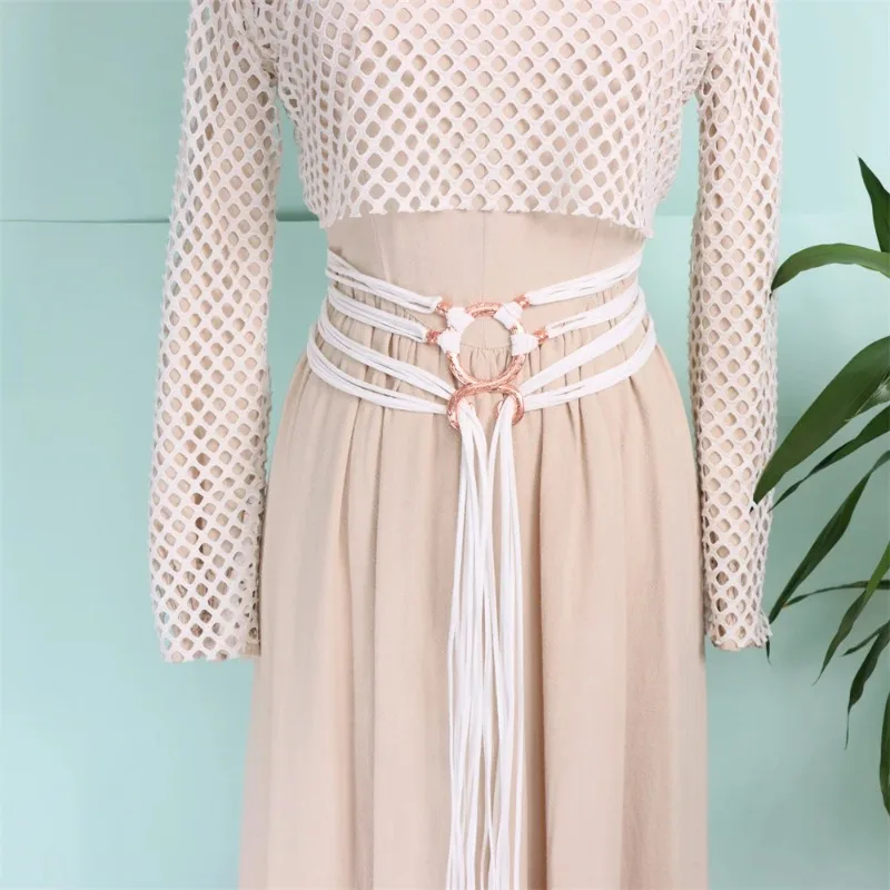 Ceinture nouée à anneau en corde longue médiévale pour femmes, taille de sorcière nordique, ceinture en corde nouée, accessoires de Costume Viking Renaissance