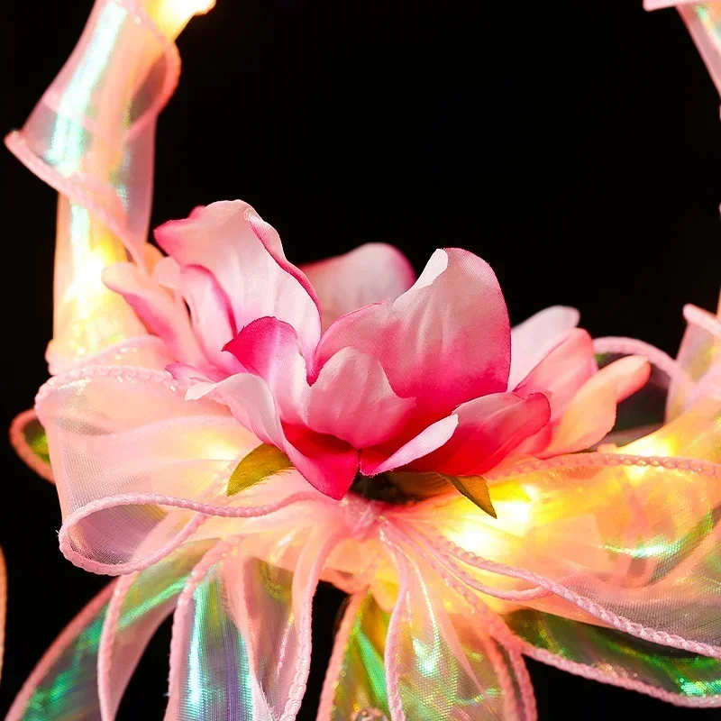 Portable DIY Lanterns Material Chinese Traditional Lantern Cartoon Rabbit Blossom Lotus Flower Light Lamp Cute with LED Light