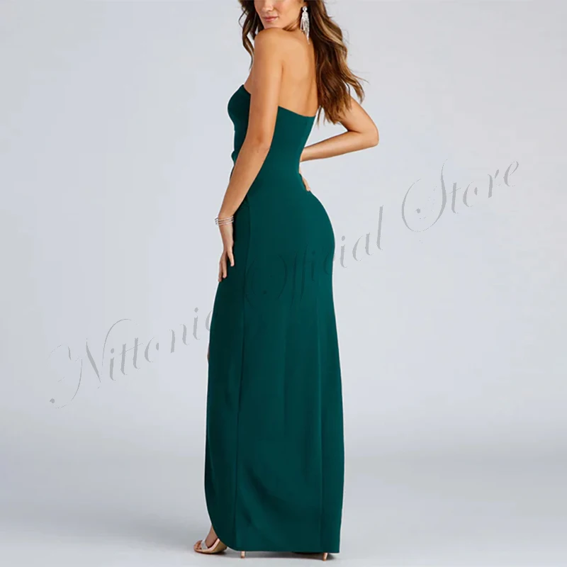 Long Bridesmaid Wedding Guest Party Dresses for Women One Shoulder Floor-Length Sheath Side Slit Formal Occasion Evening 2023