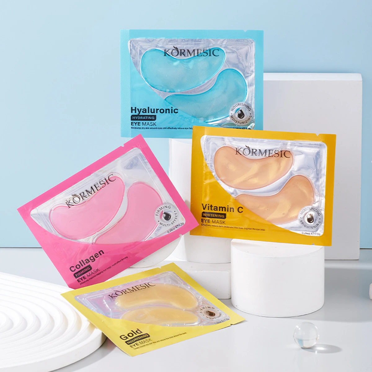 Collagen Vitamin C Hyaluronic Acid Golden Eye Mask, Anti Wrinkle Tightening Moisturizing Nourishing Eye Mask