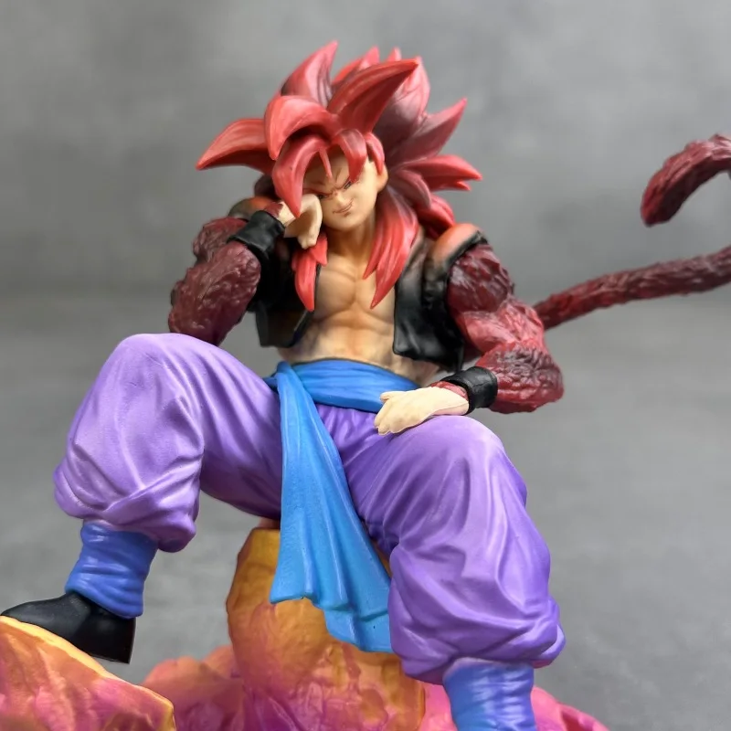 Dragon Ball Super Saiyan 4 Gogeta Sitzende Pose Kleine PVC Sammelfigur Anime Modell Statue Desktop-Dekoration Geschenk