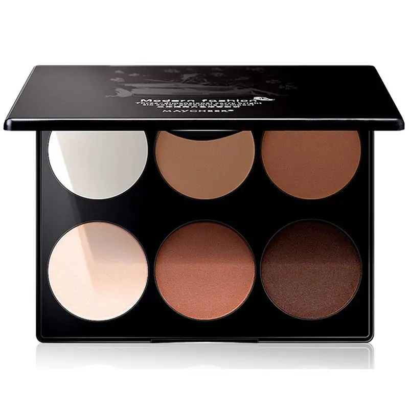 Six-color Eyeshadow Palette Fashion Highlighter Contouring Powder Nose Side Shadow Blush Highlighting Set