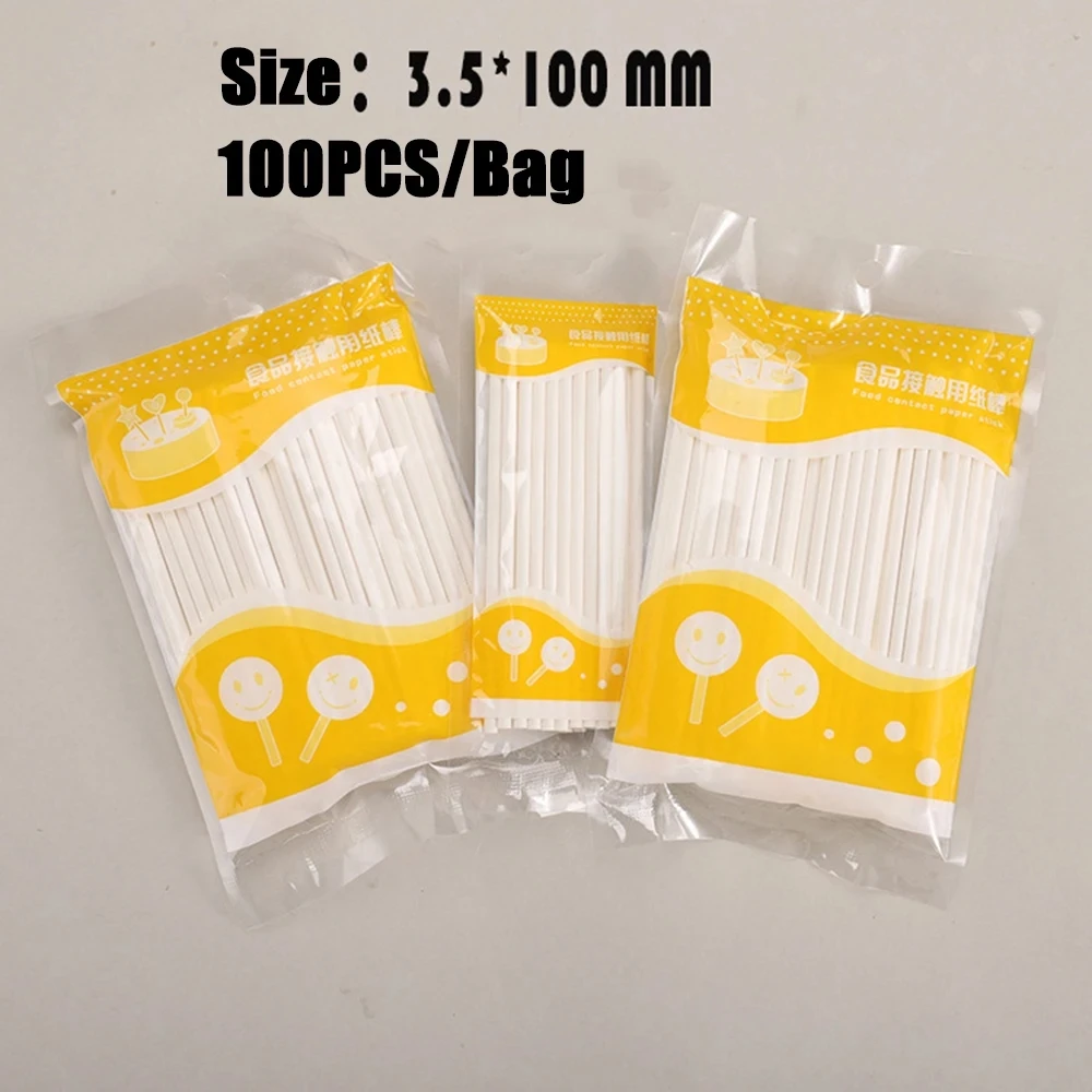 

20/100Pcs Chocolate White Acrylic Lollipop Stick Great Reusable Candy Dessert Bakeware Kitchen Dining Bar Home Garden