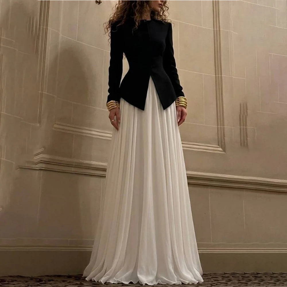 Long Sleeve Evening Dresses Elegant Draped Long Party Prom Dress Women's Formal Evening Gowns vestidos de fiesta elegantes
