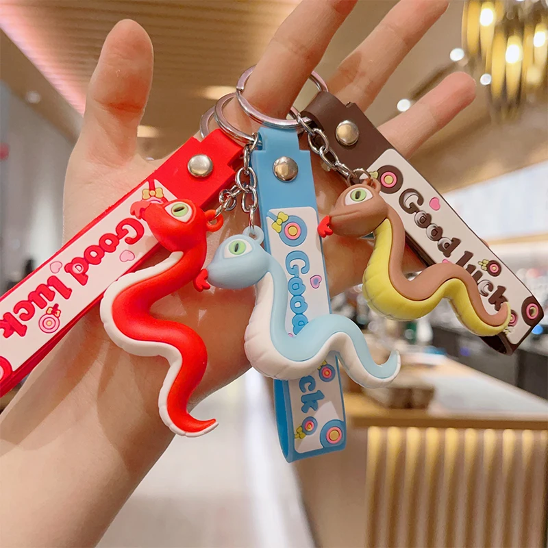 Lucky Snake Pendant Keychain New Year Gift Jewelry Cartoon Backpack Car Keys Decoration Chinese Snake Doll Hangings Ornament image 3