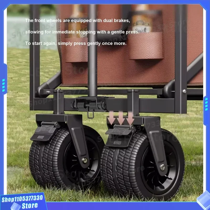 Foldable Outdoor Garden Trolley Portable Beach Picnic Cart With Bearing Wheels For Camping Portable Folding Beach Wagon