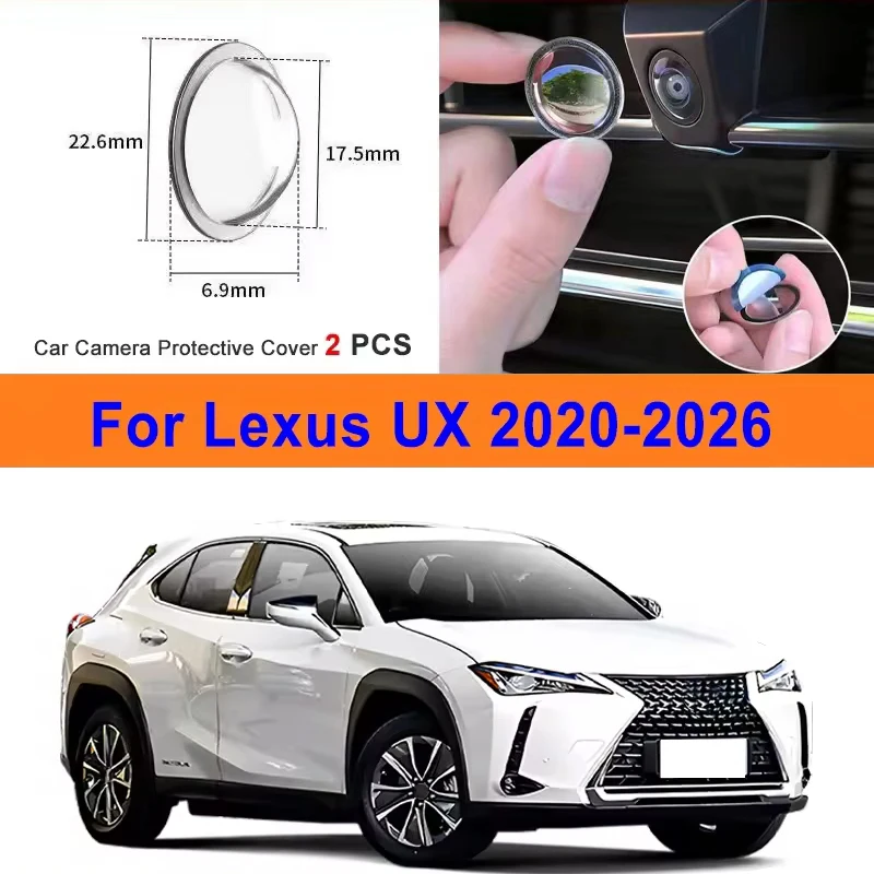 2Pcs For Lexus UX 2020-2026 PC Lens Protector Stickers 360 Reverse Image Car Camera Cover Anti-Scratch