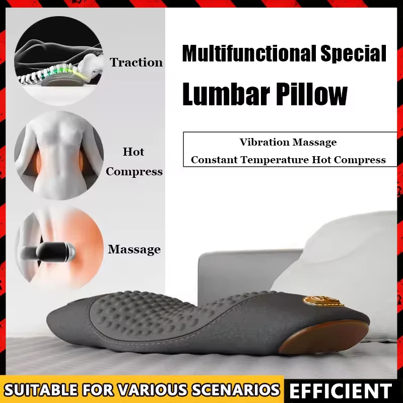 

Подушка для талии, массажная подушка для спины, массажная подушка для лежания, облегчение плоской талии, поддержка талии, подогрев, вибрационный массажер для спины