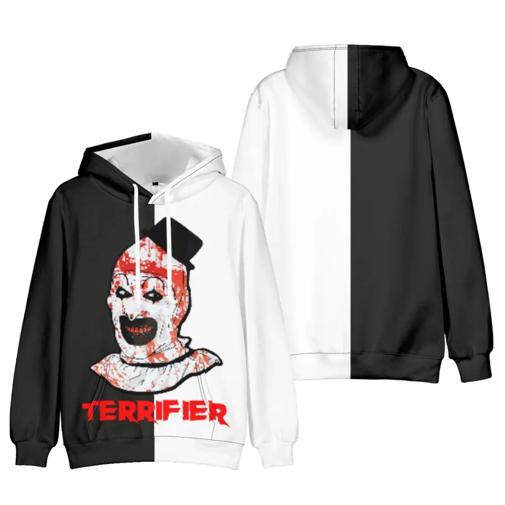 Homens e mulheres com capuz de manga comprida, terrifier 2, filme de terror, palhaço, palhaço, moletom com capuz, streetwear Harajuku, roupas 3D