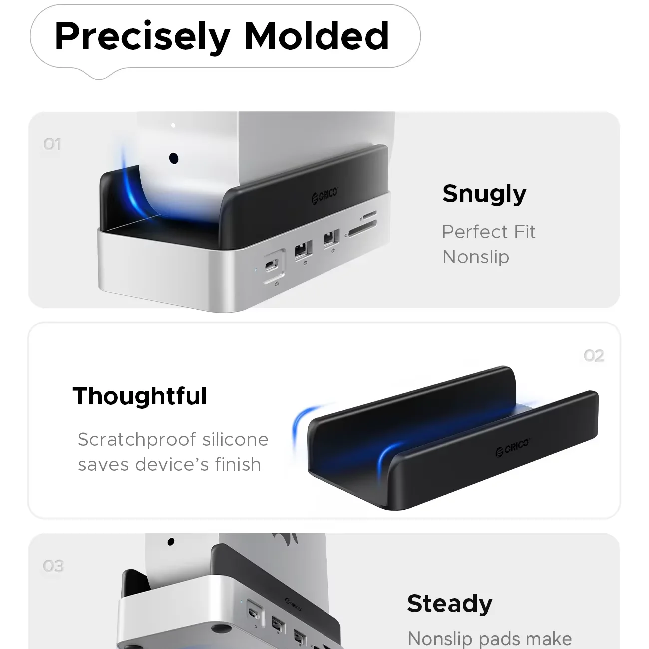 ORICO MiniDock Expansion Dock USB3.2 Gen2 Type C Dock Station with 512G 1T 2T 4T M.2 SSD for Mac Mini M4/M4 Pro Storage & Stand