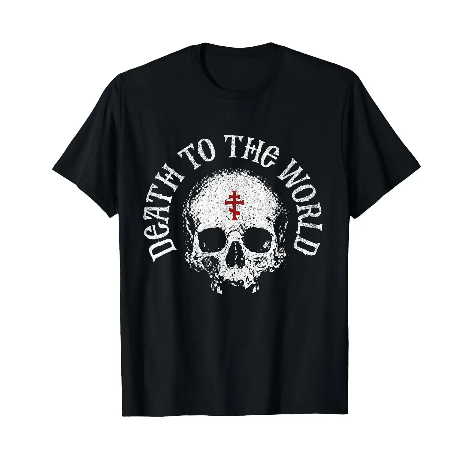 Death to The World Eastern Orthodox Christian Cross Skull T Shirt vintage Washed Stylish homme graphic Comfortable Casual
