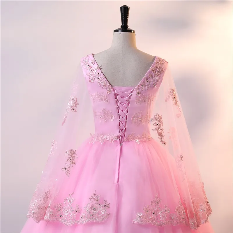 Pink Ball Gown Quinceanera Dresses Appliques Tulle Prom Birthday Party Gowns Formal Occasion Vestido De Anos 15 Sweet 16