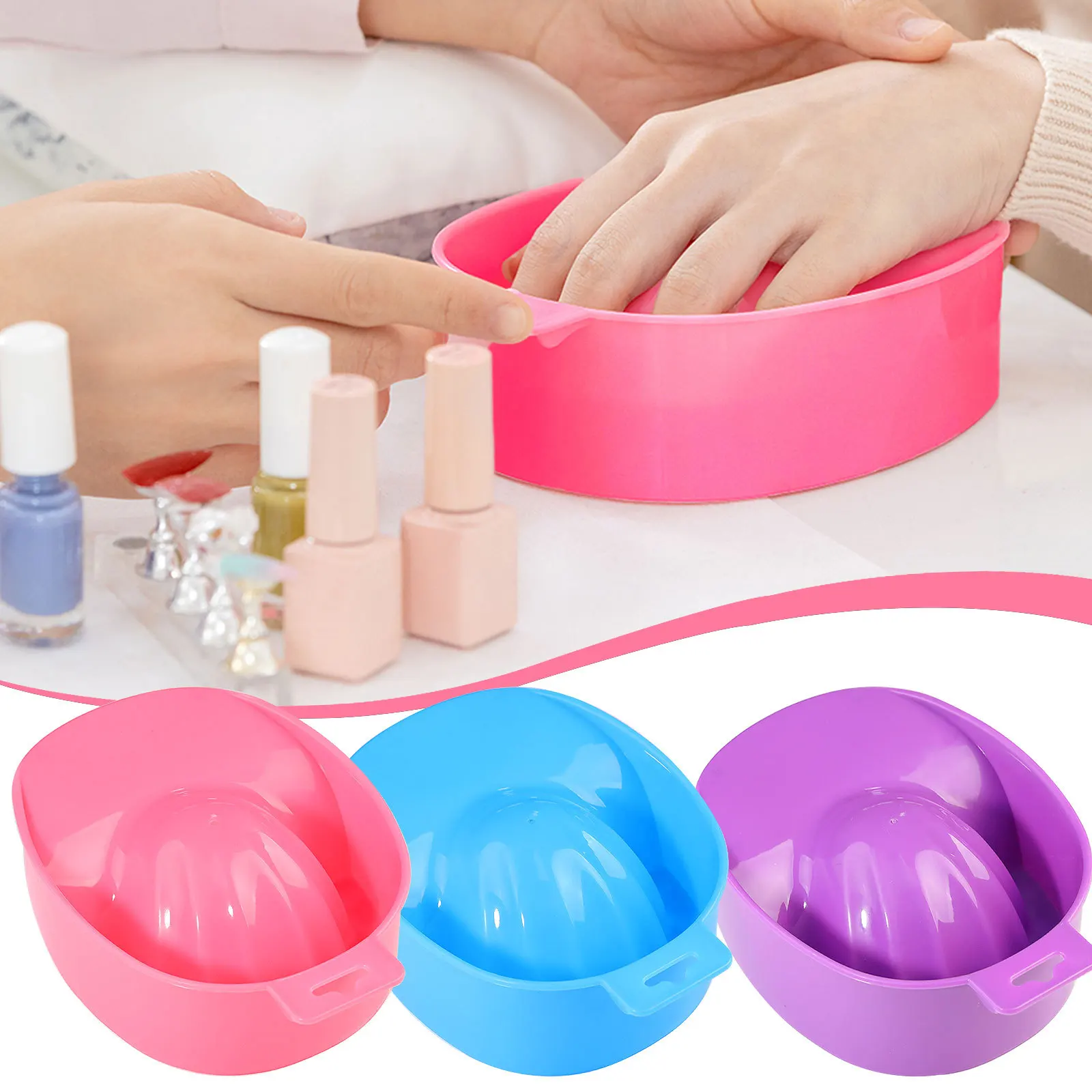 Nail Soak Hand Bowl com removedor, Dead Skin Care Tools, limpar as unhas, amolecer