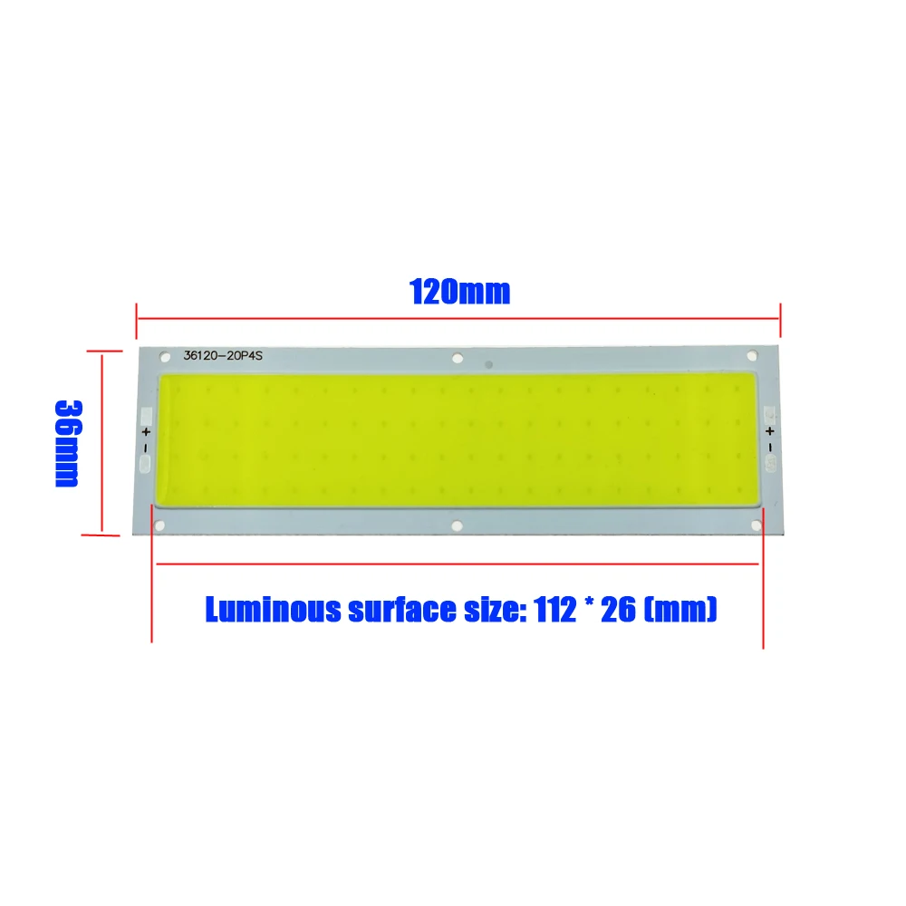 COB 라이트 바 하이라이트 LED 패널 칩, DIY 자전거 광원, 홈 장식 스트립 라이트 패널, 120x36mm 광원, DC12v10w