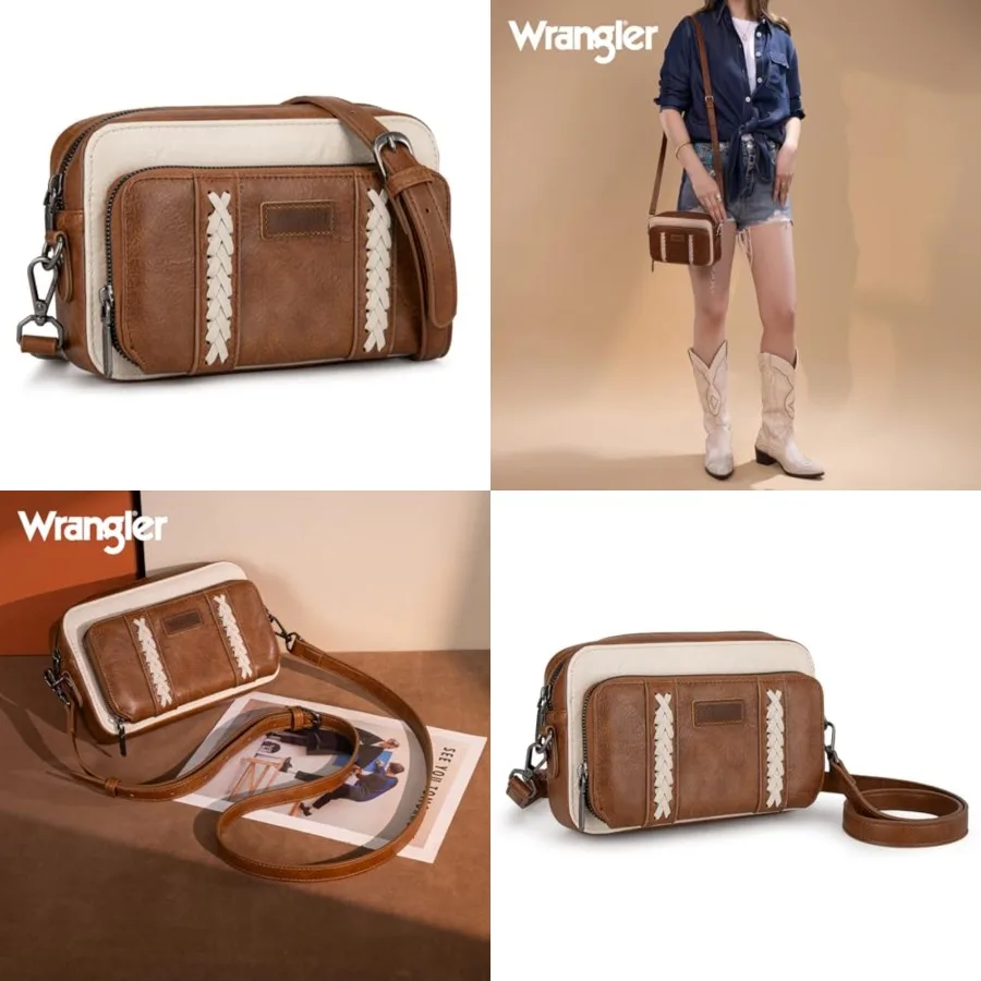 

Wrangler Crossbody Bag for Women Shoulder Purse Small Multi Pocket Crossover Bag with Adjustable Strap
