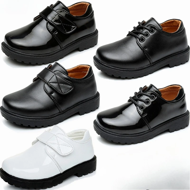 

New Children's Round-toe Leather Shoes College-style Dress Shoes Boys Suit Shoes Kids Non-slip and Breathable Style Black Casual
