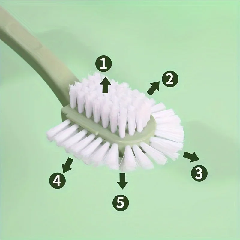 1 Multi-angle Shoe Brush Set, Light Green Polyester Fiber, Multifunctional Tool Suitable for Laundry and Shoe Cleaning