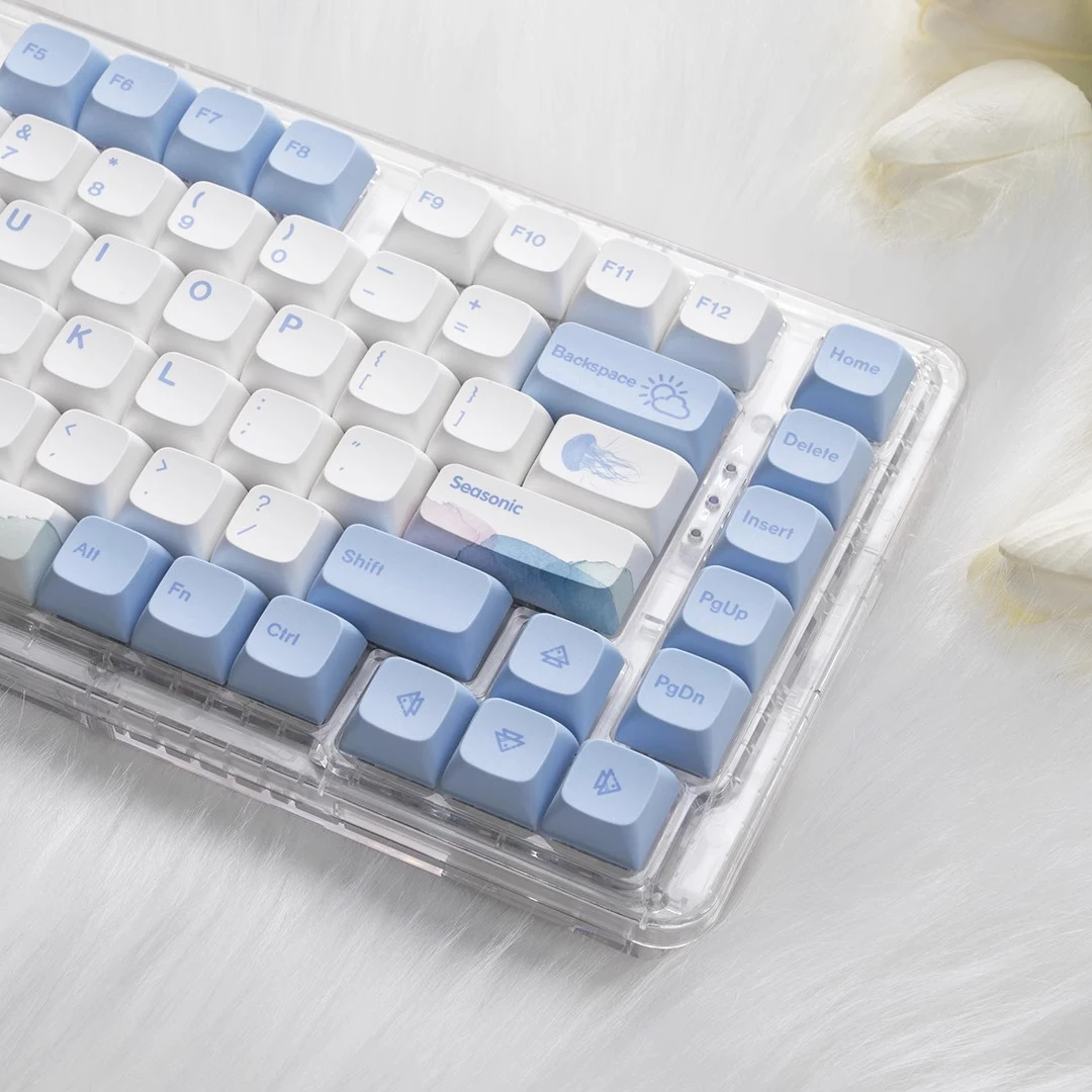 133 Keys Blue Whales PBT Keycaps For MX Switch Mechanical keyboard Dye Sublimation Ocean Wave Theme DYE-Sublimation