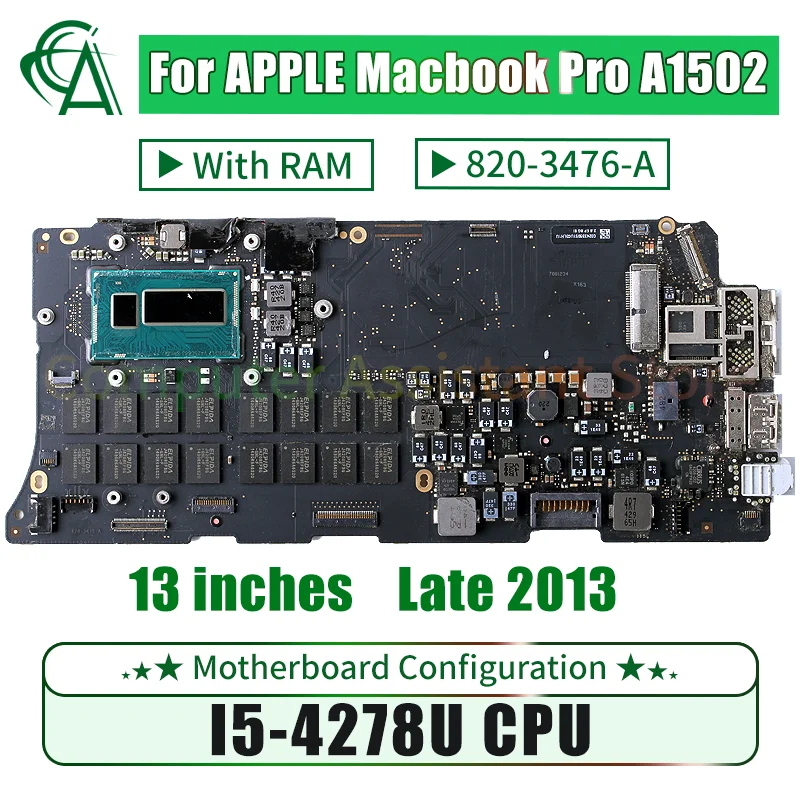 

820-3476-A For APPLE MacBook Pro 13 inches A1502 Laptop Mainboard Late 2013 SR1ZV I5-4278U With RAM Notebook Motherboard Tested