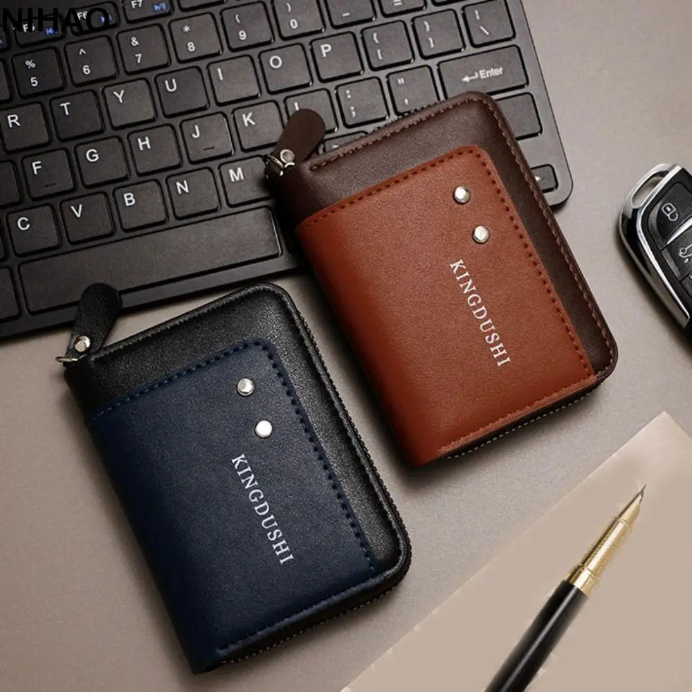 Multi-position PU Money Clip Wallet Multi-card Bit Retro Male Leather Purse Money Pocket Durable Anti-theft Cash Bag Men