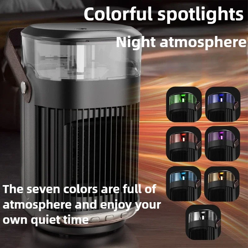 800W Multi-functional Heater with Humidifier Atomizing Heating Humidifier Air Diffuser Electric Heater with 7-color Night Light